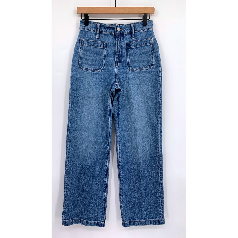 Madewell Wide Leg Jeans Womens 26 Blue The Perfect Vintage Patch Pockets Denim
